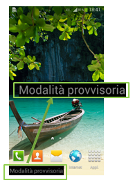 visualizzare la scritta Modalità provvisoria