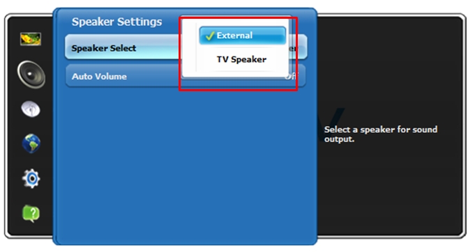 How to Disable the TV speakers when connected to external speakers?