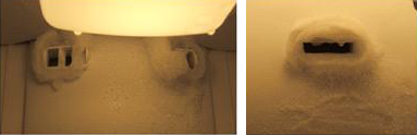 There is Ice or Frost In The Refrigerator or Freezer.