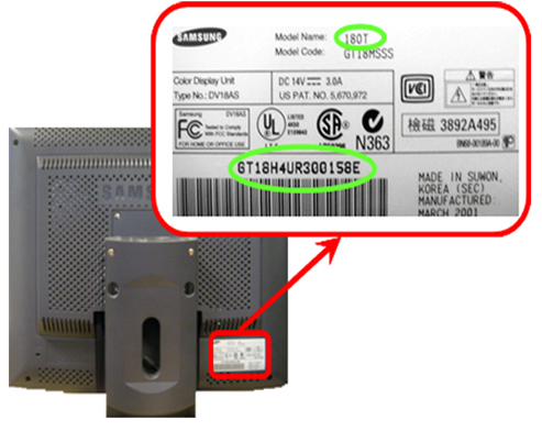 How to find the model & serial number on Monitor?
