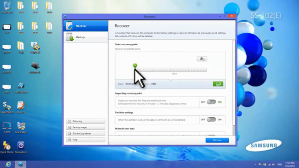 Choose the computer initial state of the recovery point