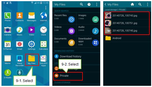 How do I use the Private mode of Galaxy Alpha?