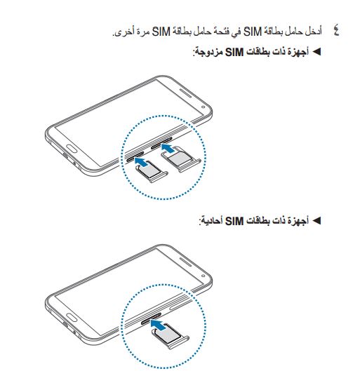 تثبيت بطاقة SIM بجهاز جالاكسي SM-E700F, E7