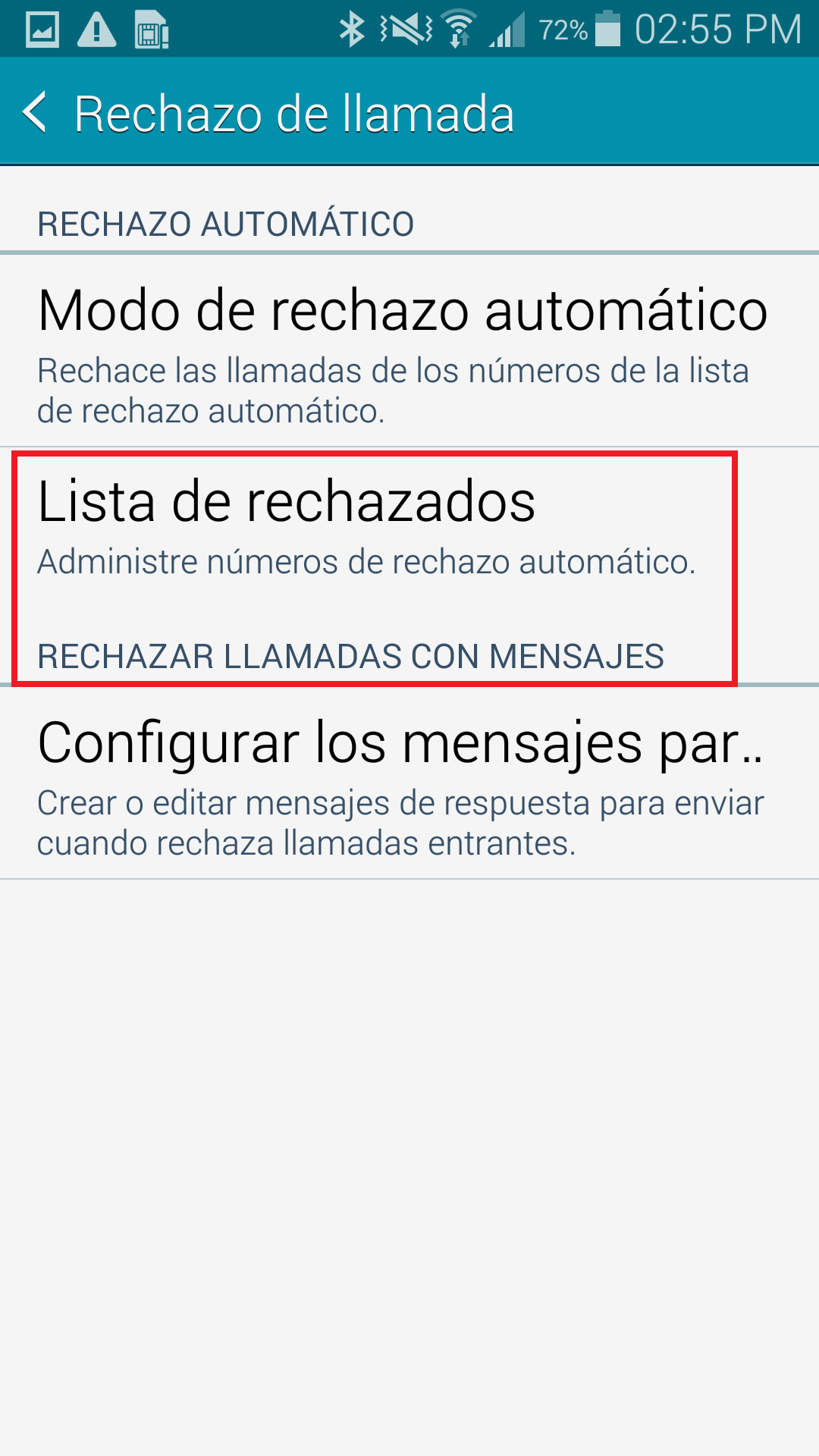Samsung Galaxy S5 (SM-G900): ¿Por qué no puedo recibir llamadas de determinados números?