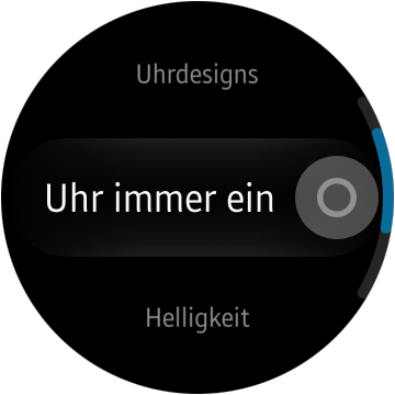 Wählen Sie dann «Anzeige», «Uhr immer ein»