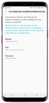 Entsperren Sie den Bildschirm mit der voreingestellten Methode (PIN, Muster, Passwort)