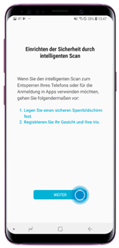 Lesen Sie die Anweisungen auf dem Bildschirm und tippen Sie auf «Weiter»