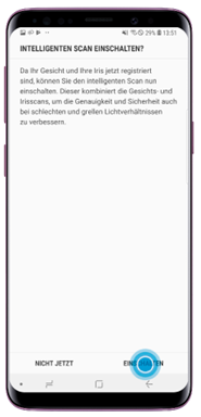 Wenn ein Bildschirm zum Entsperren des Intelligenten Scans erscheint, tippen Sie auf «Einschalten»
