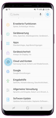 Öffnen Sie auf Ihrem Smartphone «Einstellungen» und tippen Sie auf «Cloud und Konten»