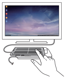 Sie können den Bildschirm Ihres Mobilgeräts als Touchpad für Samsung DeX verwenden