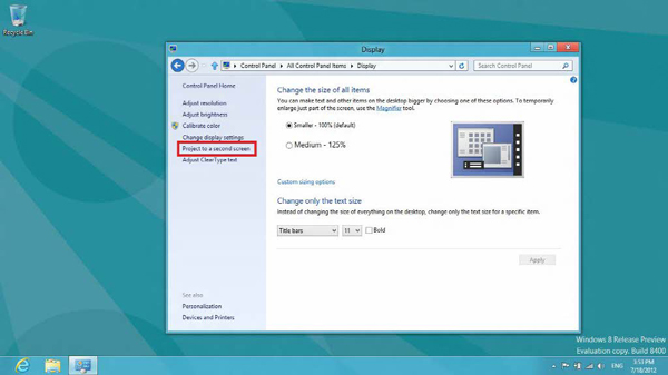 How to change the settings for Samsung Windows 8 PC and a second Monitor