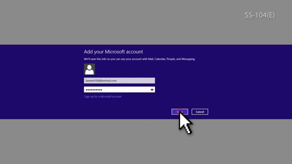 Log in to the Microsoft account