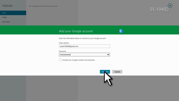Enter your Gmail account then click Save button