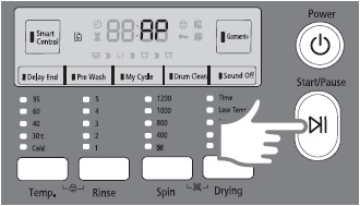 Press the temp. and Start/Pause buttons