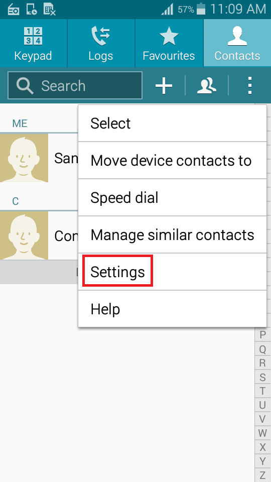 Tap Settings
