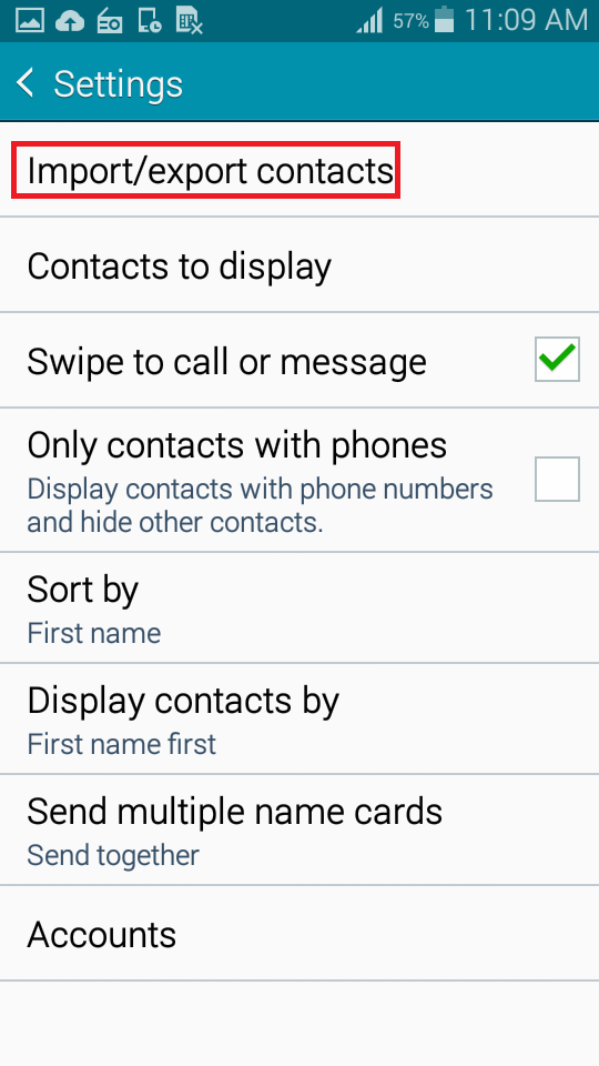 Tap Import/Export contacts