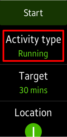 Select Activity Type