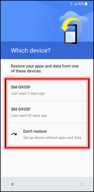 Would you like to restore from a previous backup?