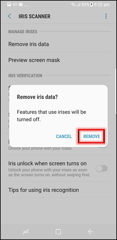 Bagaimana menghapus data IRIS pada Galaxy S8/ S8+?