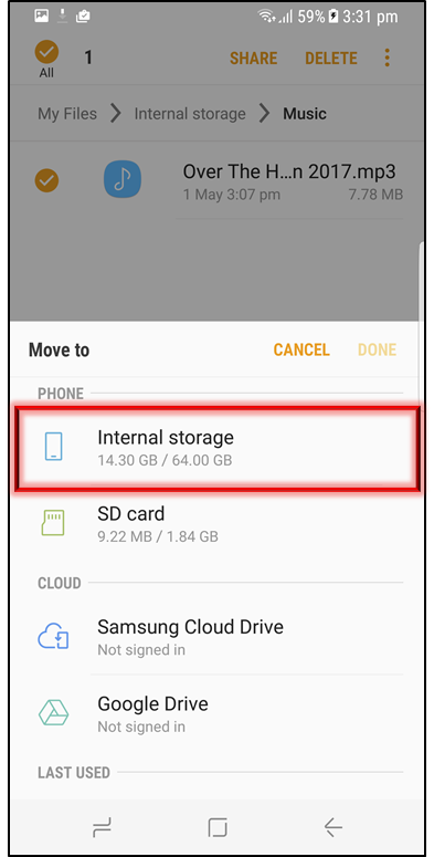 How to set an Audio file as a Message notification