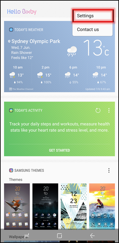 Tap Settings