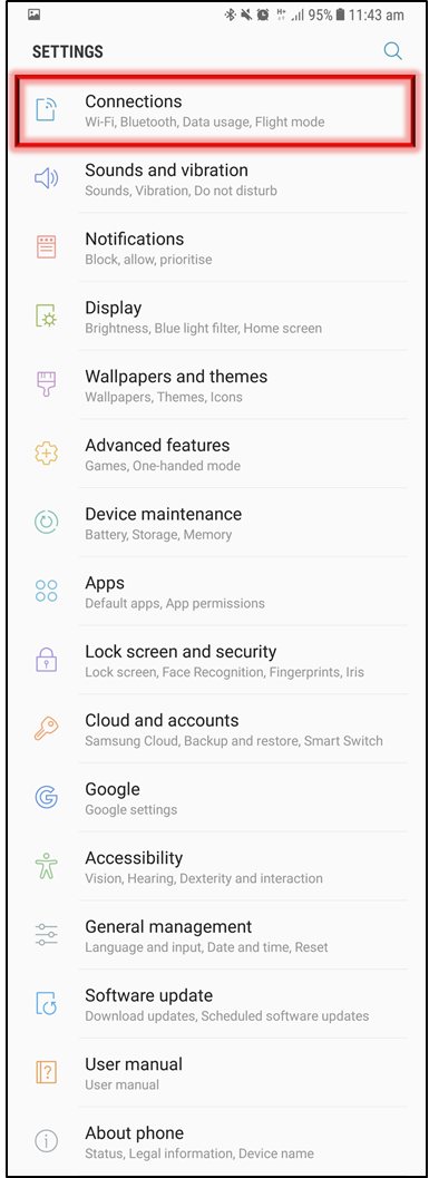 Settings > Connections