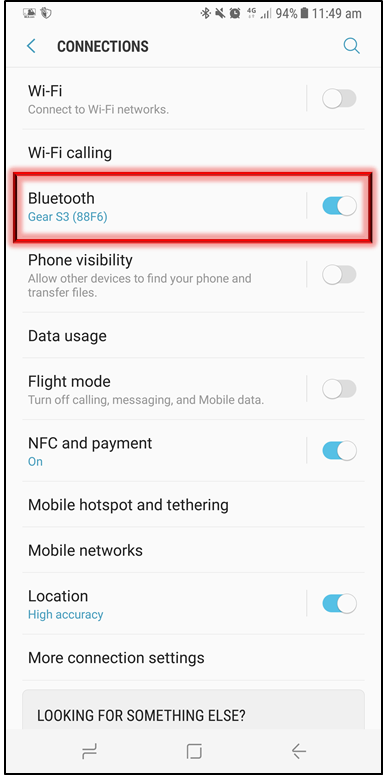 Tap on Bluetooth