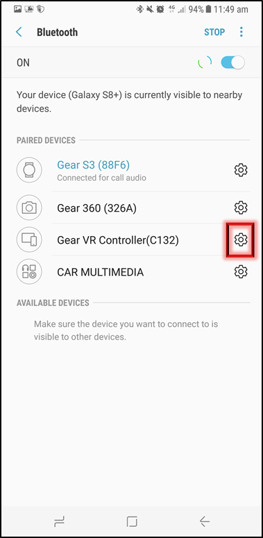 Tap on the Settings cog