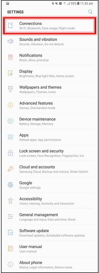 Settings > Connections