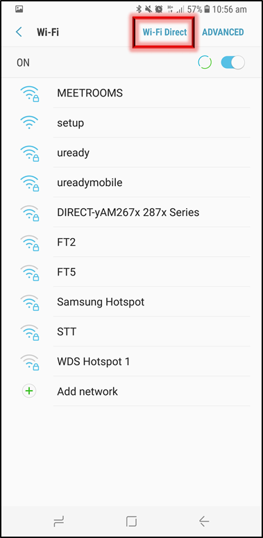 Tap on Wi-Fi Direct