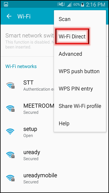 Tap on Wi-Fi Direct