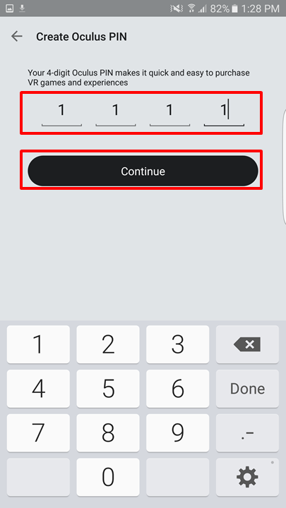 Create Oculus PIN