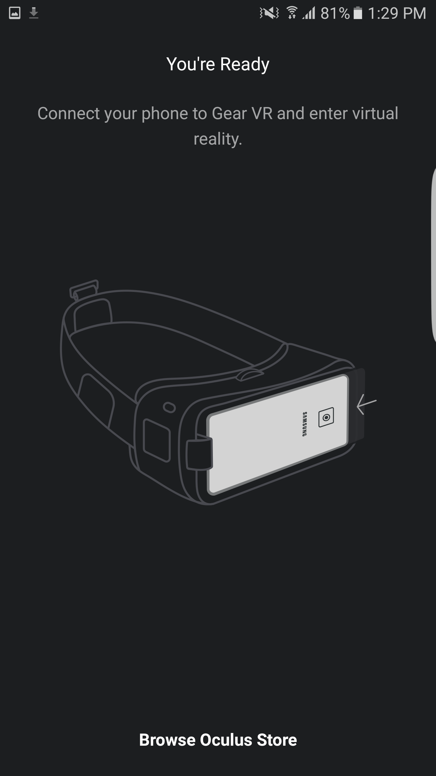 Gear VR software has been successfully installed