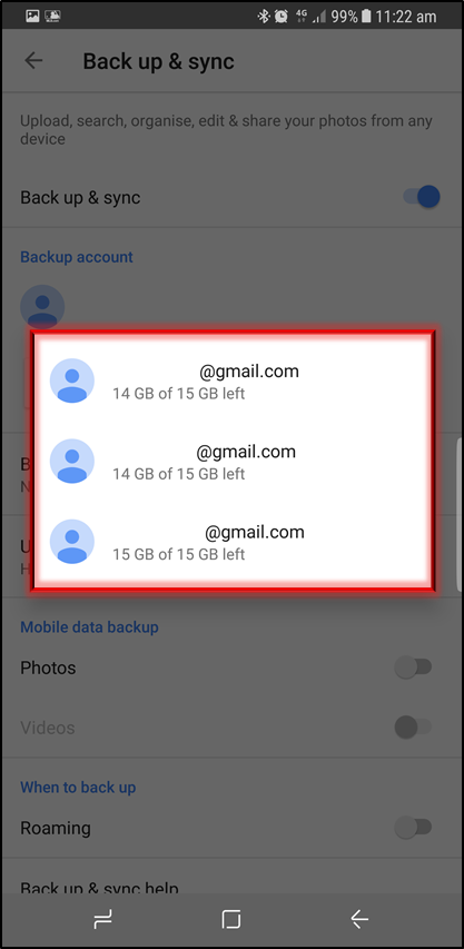 Select a Google account