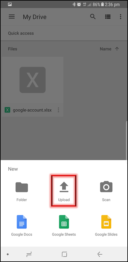Tap on Upload