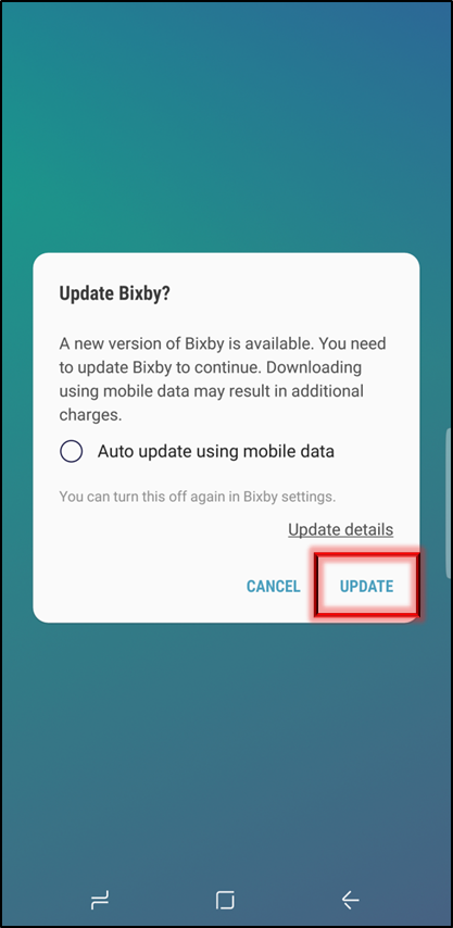 Tap Update to update Bixby Voice.