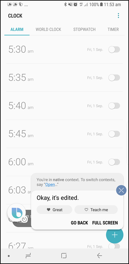 What is the Bixby level and experience points?