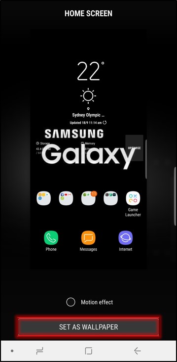 Tap Set as wallpaper