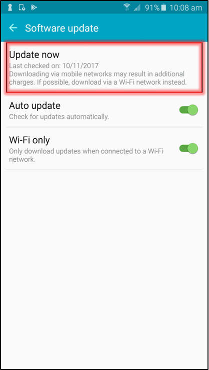 Tap Update now