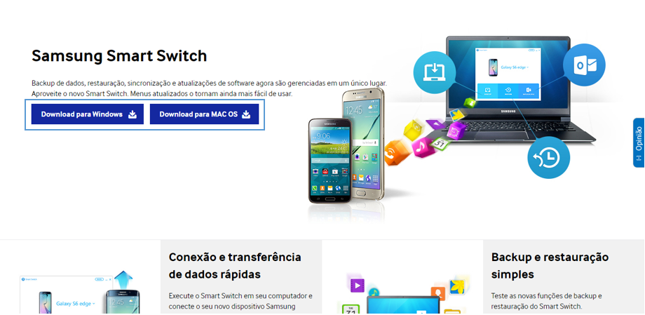 Smart Switch: Onde posso realizar o download do Smart Switch?