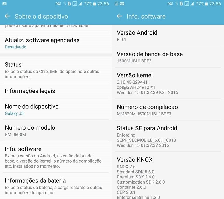Como ver qual é a versão Android atual do aparelho?