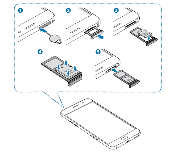 Como instalar o cartão de memória no Galaxy A5/A7 2017?