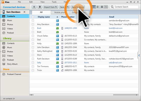 Kies: How do I import Contacts using Kies 2.6?