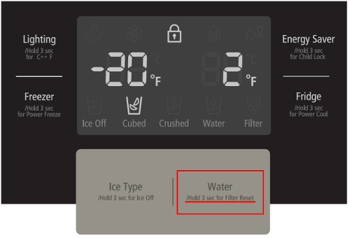 samsung fridge filter change light