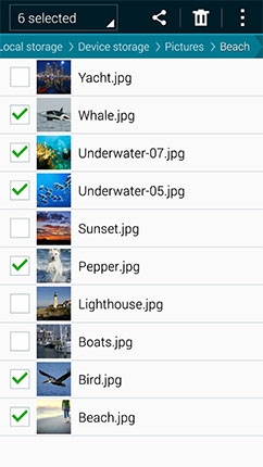 Where are my photos and videos stored on my Samsung Note?, and can I move them?
