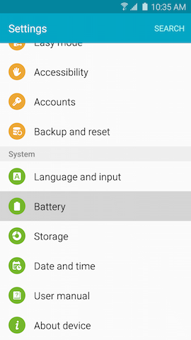 Galaxy S6: How do I turn on the power saving modes on my Samsung Galaxy S6?