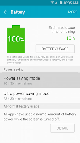 Galaxy S6: How do I turn on the power saving modes on my Samsung Galaxy S6?