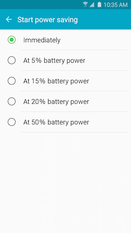 Galaxy S6: How do I turn on the power saving modes on my Samsung Galaxy S6?