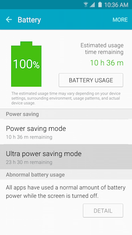 Galaxy S6: How do I turn on the power saving modes on my Samsung Galaxy S6?