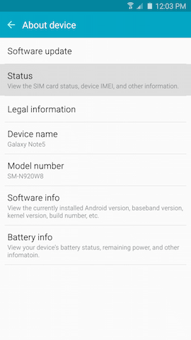 Galaxy Note 5 - How do I find the serial number (or IMEI number) on my Samsung Galaxy Note 5?